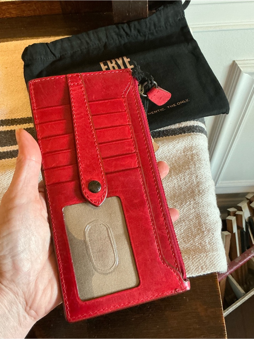 NWT Frye Melissa Leather Snap Card Wallet Red Retail $98 - Picture 6 of 13